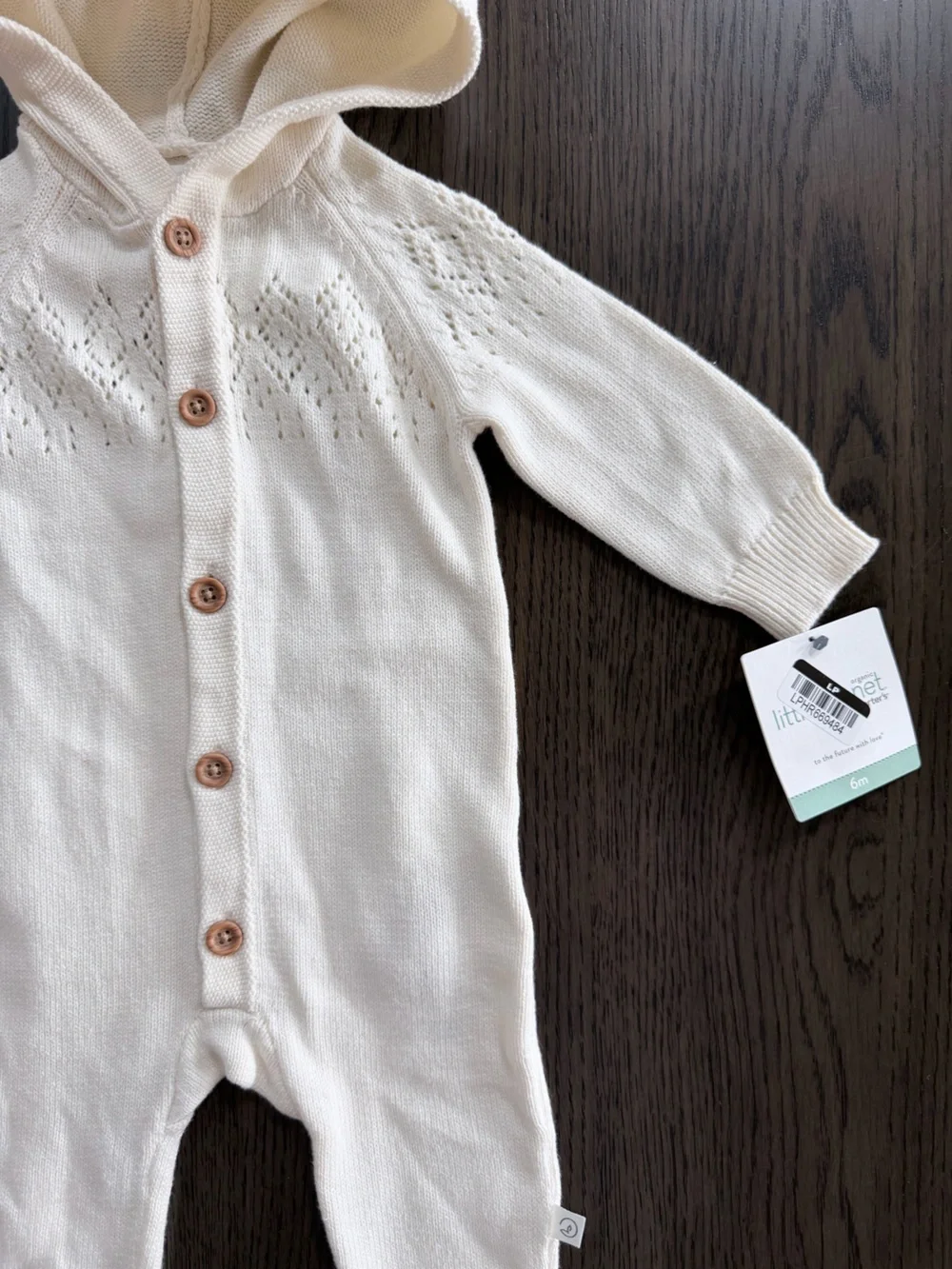 NWT Little Planet 6 Months Hooded One-Piece Romper in Cream